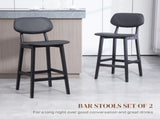 Set of Two Wooden Classic Bar Stools, with Faux Leather Seats - Black T3398P343073