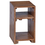 Accent Table with Shelf 3 pcs Brown Solid Mahogany Wood 42012363