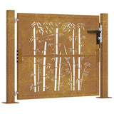 Garden Gate 100x100 cm Corten Steel Bamboo Design 153185