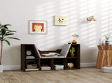 Bookcase Storage Shelf with Cushioned Reading Seat, Cube Bookshelf Organizer for Bedroom Living T3398P328329