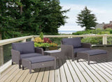 2-Seater Rattan Furniture Set, Steel Frame-Grey T3398P325140
