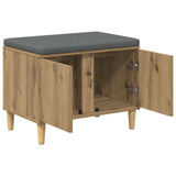 Hall Bench with Cushion with Door Artisan Oak 60 x 38 x 46 cm 891527