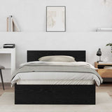 Bed Frame Black Oak 193 x 125 x 70 cm Engineered Wood 3376062