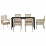 Garden Dining Set with Cushion 7 pcs Beige Poly Rattan 3379895