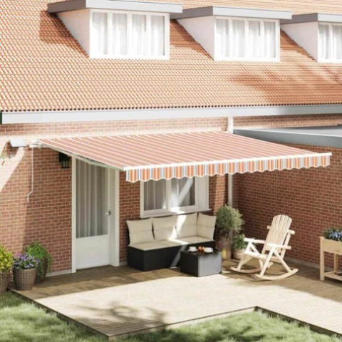 Retractable Awning with Manual Multicolour 450 x 300 cm Fabric 3330928