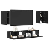 TV Cabinet Set 4 pcs Black Oak Engineered Wood 3393238