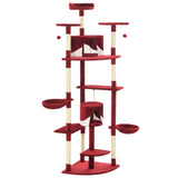 Cat Tree with Sisal Scratching Posts 203 cm Red and White 170531