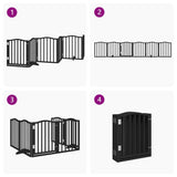 Dog Gate with Door Foldable 6 Panels Black 300 cm Poplar Wood 352221