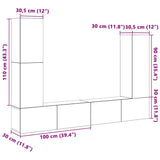 4 Piece TV Cabinet Set White Engineered Wood 3114630