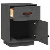 Bedside Cabinet Grey 40x34x55 cm Solid Wood Pine 818309