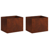 Garden Planter 2 pcs Rusty 40 x 30 x 30 cm Weathering Steel 8005203