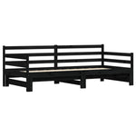 ZNTS Daybed with Trundle Black 90x200 cm Solid Wood Pine 836149