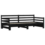 ZNTS Daybed with Trundle Black 90x200 cm Solid Wood Pine 836149