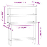 Kitchen Work Table with Overshelf 110x30x150 cm Stainless Steel 3208902