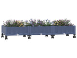 Garden Planter with Wheels Blue Grey 120 x 40 x 33 cm PP 3423043