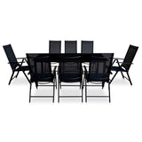 9 Piece Folding Outdoor Dining Set Aluminium Black 43382