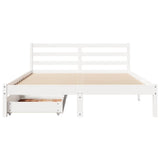 Bed Frame without Mattress White 150x200 cm King Size Solid Wood Pine 3301543