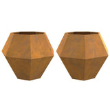 Planter 2 pcs Rusty 100 x 100 x 80 cm Weathering Steel 884037