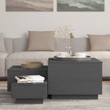 Storage Boxes with Lids 3 pcs Grey Solid Wood Pine 818247