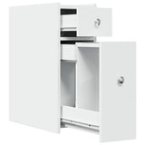 Narrow Bathroom Cupboard with Wheels White Engineered Wood 855286