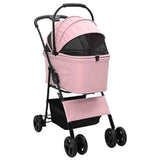 Folding Pet Stroller Adjustable Pink 81 x 47 x 99 cm Polyester 42012432
