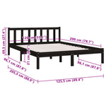 ZNTS 810081 Bed Frame without Mattress Black Solid Wood 120x200 cm