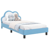 Children's Bed Frame with Headboard Blue 90 x 200 cm PU 42011186