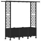 Raised Bed with Trellis and Roof Black 162.5 x 40 x 142 cm PP 3423117