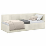 Corner Bed Frame with Headboard Cream 80 x 200 cm Velvet 42016253