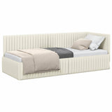Corner Bed Frame with Headboard Cream 80 x 200 cm Velvet 42016253