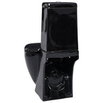 WC Ceramic Toilet Bathroom Round Toilet Bottom Water Flow Black 141136