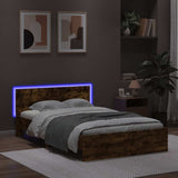 Bed Frame Smoked Oak Engineered wood, Plywood Double Bed Frame 3207634