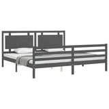 Bed Frame without Mattress Grey 200x200 cm Solid Wood 3194073