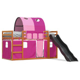 Bunk Bed without Mattress with Slide and Curtains Pink 90x200 cm 3284142