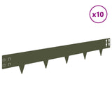 Lawn Edging 10 pcs 100 x 15 cm Steel Olive Green 8008558
