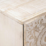 Sideboard with Storage White 40 x 33.5 x 75 cm Solid Mango Wood 4018392