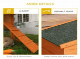Two-Tier Rabbit Hutch with Run, Ramp, Slide-Out Tray, for Garden - Orange T3398P350012