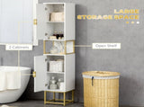 Narrow Bathroom Storage Cabinet, Freestanding Tallboy Storage Unit with Adjustable Shelf, 2 Doors T3398P342419
