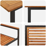Garden Dining Set 7 pcs Black Solid Acacia Wood 3365460