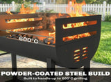 Charcoal Barbecue Grill with 2 Cooking Areas, Portable BBQ Trolley with Wheels, Height Adjustable T3398P553430