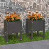 Planters 2 pcs Grey 40x40x52.5 cm Solid Wood Pine 822112