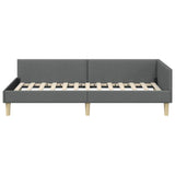 Corner Bed Frame with Headboard Dark Grey 100 x 200 cm Fabric 42016126