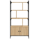 Bookcase with Doors Sonoma Oak 76.5x30x154.5 cm Engineered Wood 833349