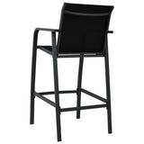 Garden Bar Chair Set of 4 Black Textilene, Steel Standard 48117