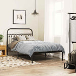 Metal Bed Frame without Mattress with Headboard Black 107x203cm 376596