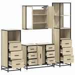 ZNTS 4 Piece Bathroom Furniture Set Sonoma Oak Engineered Wood 3301261