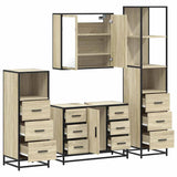 ZNTS 4 Piece Bathroom Furniture Set Sonoma Oak Engineered Wood 3301261