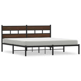 Bed Frame without Mattress with Headboard Brown Oak 180x200 cm Super King 4017155