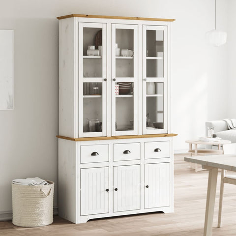Highborad "BODO" White and Brown 115.5x43x200.5cm Solid Wood Pine 3206452