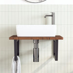 Basin Shelf Wall Mounted Steel and Solid Wood Oak 3302487
